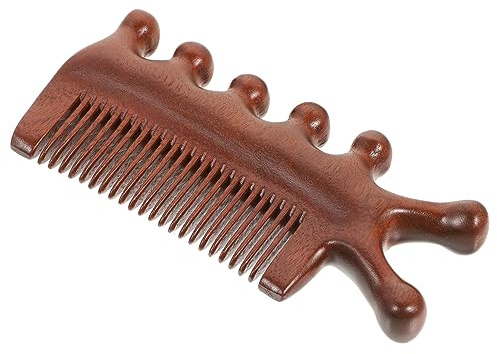 Holibanna Sandelholz Massagekamm mit Griff Breitzahnig Tragbar Antistatisch für Haartypen Entwirrt und Massiert die Kopfhaut Langlebig und Bequem für Unterwegs