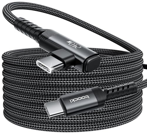 toocki Câble USB C vers USB C Coudé 2M 240W, Rapide Angle Droit, Noir | PD3.1 Charge Rapide, 90 Degrés Type-C, Tressé Nylon pour iPhone 17/16/15Pro Max/MacBook/iPad/Galaxy S25, Idéal Bureau/Voyage