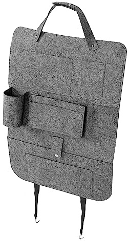 FUNOMOCYA Organizador para Asiento de Coche de Fieltro Gris Bolsa Colgante de Gran Capacidad para Almacenaje Trasero Fácil Instalación y de Espacio Accesorio Práctico para Ordenar Cosas el