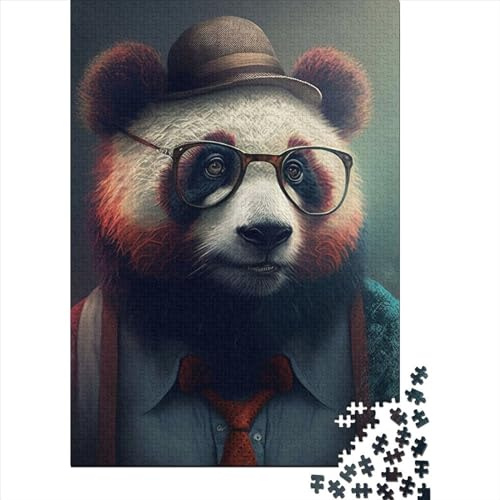 Rompecabezas de Panda Hipster con Ropa para Adultos, 1000 Piezas, Papel, Creativo, descomprimible, 1000 Piezas (38 x 26 cm)