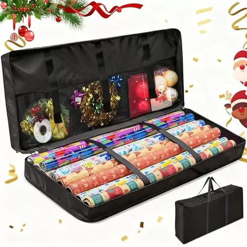 Geschenkpapier Weihnachten Und Organisation,Geschenkpapier Organizer | 82 x 34 x 13 cm Geschenkpapier Aufbewahrung Wasserdichte 600D Oxford Mit Zusätzlichen Fächern Mit Unabhängiger Trennung