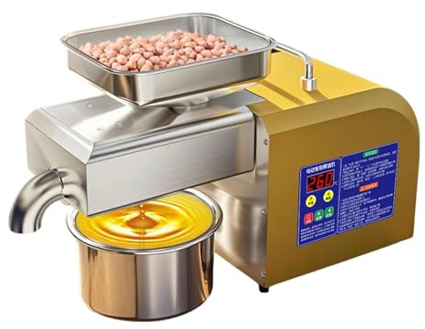 FRANREADER Molino Inteligente De Aceite De Oliva, con Rendimiento De 6 Kg/H A 9 Kg/H, Prensa AutomáTica De Aceite De 800 W/1100 W, para Uso Comunitario 9kg/h