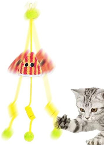 Tak Kattleksak - Interaktivt Locklekspel | Med Boll och Fjäder Interaktiva Stimulerande Kattleksaker Töjbar Elastisk Rep | För Mental Stimulering Och Motion För Valpar, Kattungar Och Alla Rasstorlekar