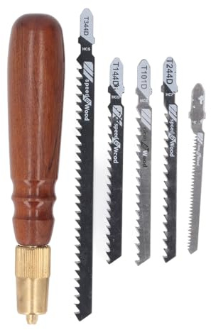 Hand Saw Kit with Non Slip Wooden Handle and 5PCS Replacement Sawblades Detachable Design for Woodworking Gardening Professional DIY Projects