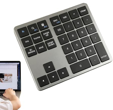 Generico Tastiera wireless portatile, tastierino numerico wireless | Tastiera numerica a 35 tasti - Utilizza la tastiera compatta portatile silenziosa per la digitazione efficiente dei PC person