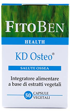 Fitoben | Kd Osteo Integratore Alimentare 100% di Origine Naturale con Vitamine D3 e K2, Boro ed Equiseto per Ossa Fragili, 50 Capsule Vegetali