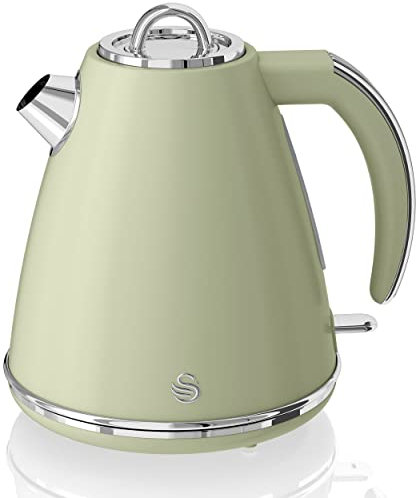 Swan SK19020GN Retro Jug Kettle, Fast Boil, Easy Pour, 360 Degree Base, 1.5L, 3KW, Green