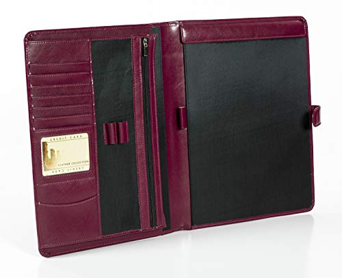 Sehr hochwertige Schreibmappe aus echtem Leder - Konferenzmappe Businessmappe aus Echtleder - A4 Mappe Wein-Rot Aktenmappe Brandneu