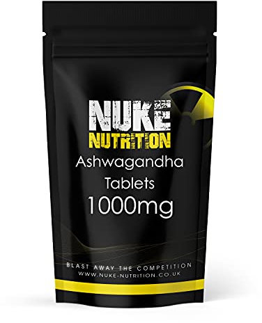 Nuke Nutrition Ashwagandha Tablets | 60 Tablets | 1000mg High Strength | Natural Easy Swallow Capsules | Pure Ashwagandha Root Supplement | Support Body Functions & Cognition | Vegan