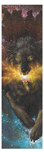 Mnsruu Weltraumtier König Wolf Skateboard Griffband Sandpapier Griptape Rutschfestes Blasenfrei Blatt 1 Stück Longboard Aufkleber Scooter 22,9 x 83,8 cm