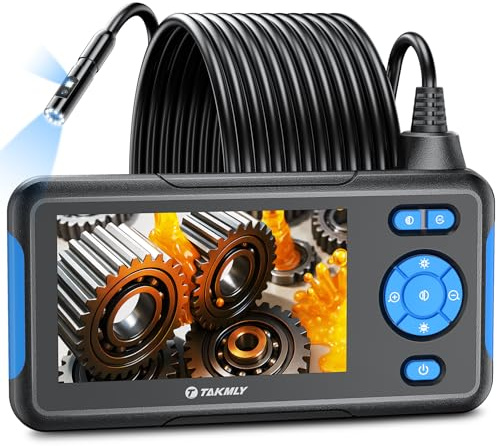 Industrial Endoscope Borescope Inspection Camera with Light, Dual Lens Snake Drain Bore Scople Digital Cameras 1080P, 4.3 Inch LCD Screen, 16.5FT Semi-Rigid Cable