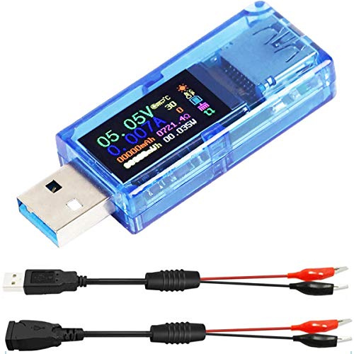 Youmile 1 Stk USB 3.0 Tester Multimeter 3.7-30V 0-4A USB Spannungsprüfer USB Digital Strom Spannung Meter Voltmeter Amperemeter mit USB-Clip-Kabel