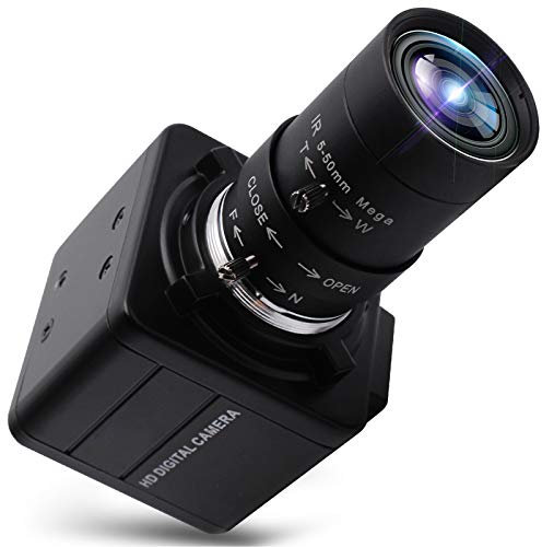 Svpro Caméra Web 5MP avec objectif varifocal 5-50 mm, zoom optique 10X Webcam HD à mise au point manuelle 2592x1944 avec capteur Aptina MI5100, caméra d'ordinateur US2.0 pour Windows MAC Linux Android