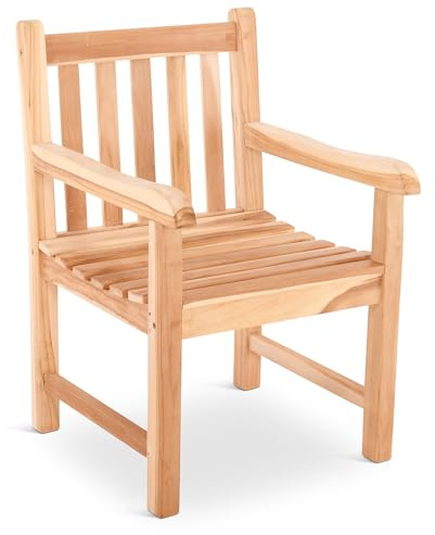 Raburg Lana XL Gartenstuhl, Teakholz, Natur, gerade Rückenlehne, Outdoor | Belastbarkeit ca. 130 kg, pflegeleicht, für Garten, Balkon und Terrasse