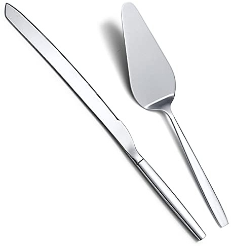 Berglander Wedding Cake Knife and Server Set, Stainless Steel Cake Cutting Set For Include Cake Cutter And Cake Server Perfect For Wedding, Birthday, Parties and Events