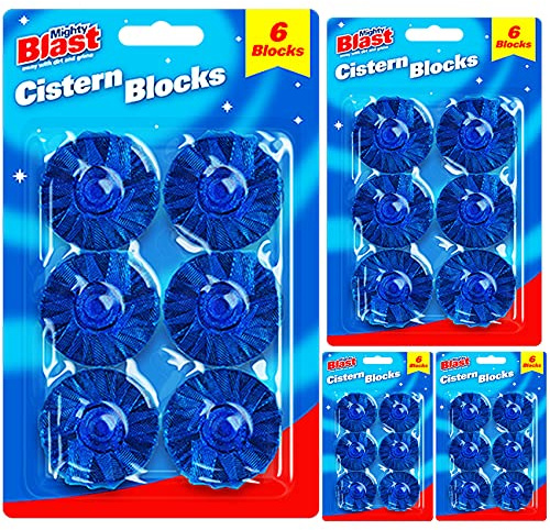 24 Pcs Toilet Cistern Blue Blocks Loo Bowl Active Cleaner Freshener Tablets Dirt Protection Stain Limescale Power Remover Fresh Home Office Disinfect Household Care Cleaners Cleaning UK FREE P&P