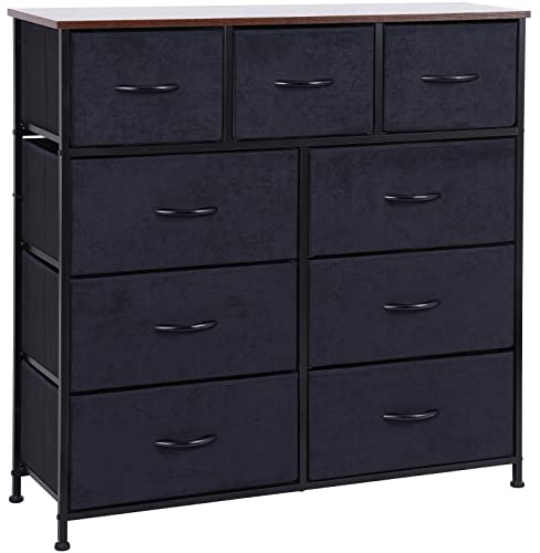 LYNCOHOME chest of drawers, Furniture Storage Chest Tower Unit for Bedroom, Hallway, Closet, Office Organization - Steel Frame, Wood Top, Easy to Assemble(Rustic Brown)