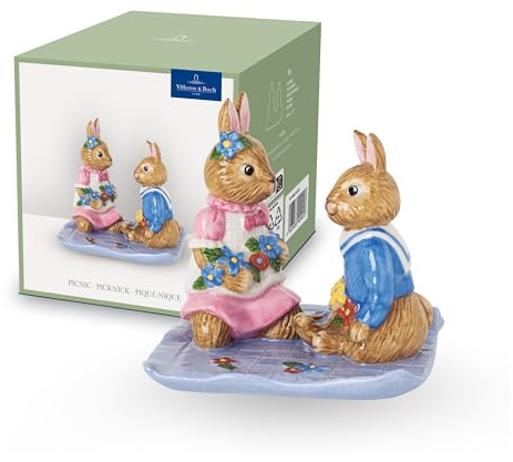 Villeroy & Boch - Bunny Tales Hasenfigur Picknick Handbemalt, Ostern Dekoration, Osterdeko Hasen Exklusiv Bunt, Hase, Osterhasen, Hasenfiguren, Porzellan