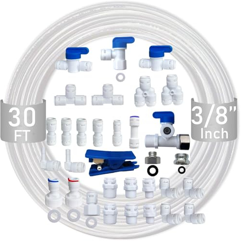 ESHIONG NSF Certified 3/8 O.D. Push to Connect Fittings for RO (Reverse Osmosis) Water Filter 30 pcs+30 feet 3/8 Water tubing.