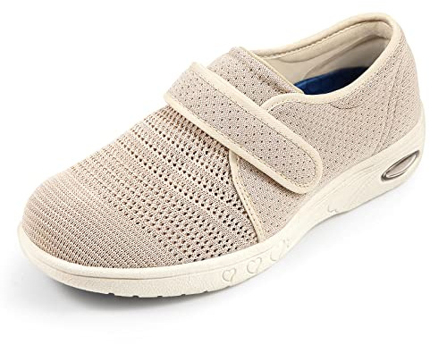 STUNAHOME Extra Wide Fit Shoes for Swollen Feet Womens with 3 Pairs Removable Insoles, Easy Close Adjustable Unisex Diabetic Shoes Pressure-Free Lightweight Walking Shoes for Elderly