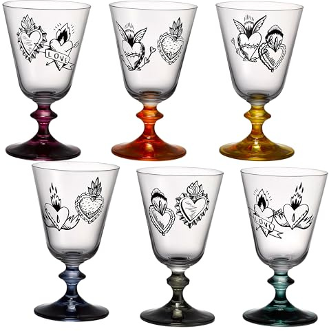 Crystalex Weingläser Weinglas Bella Hard Heart Herz Tattoo Kristallglas 260 ml 6er Bohemia