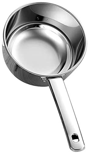 Cucharón de agua de acero inoxidable con mango largo para cocina, cuchara de agua de metal, cucharón de sopa, cucharón de baño, champú, cucharón con gancho para cocina, baño, jardín, 18 cm