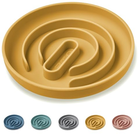 OHMO Gamelle Anti glouton Chat (140g Capacité, Orbiculaire), Mangeoire Lente pour Chien, en Silicone Alimentaire, Fond antidérapant et Ventouse