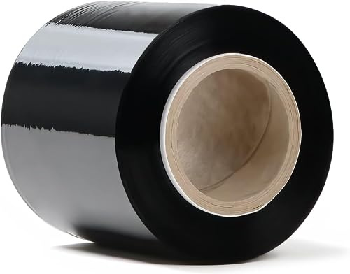 Transparente oder schwarze Verpackungsfolie, 100 mm x 200 m, 23 Mikron, robuste Kunststoffrolle mit hoher Elastizität für Umzüge und Versand (schwarz, Mini-Film, 1 Rollen)