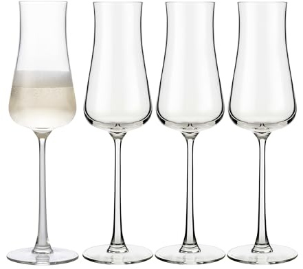 Libbey Signature Stratford Champagne Flute Glasses Set of 4, Artful, Lavish Stemmed Wine Glasses, 8 oz Sparkling Wine Glasses for Weddings, Birthdays