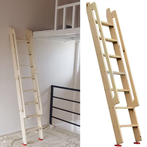 Scaletta di Ricambio per Letti a Castello in dormitorio/Cabina/roulotte - con Kit di staffe di Montaggio e poggiapiedi in Gomma e corrimano, Letti a Castello Leggeri 3 4 5 6 gradini (Color :