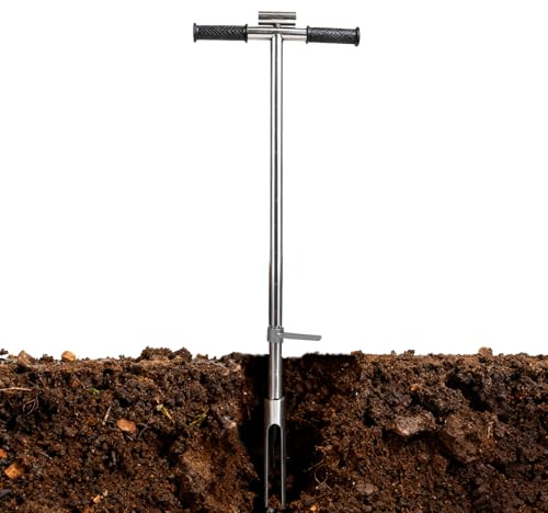 Cocoarm Soil Sampler Probe 105cm Stainless Steel T Handle with Foot Pedal for Lawn Garden and Farm Soil Sampling | With Foot Pedal, For Lawn Garden and Farm, Soil Sampling