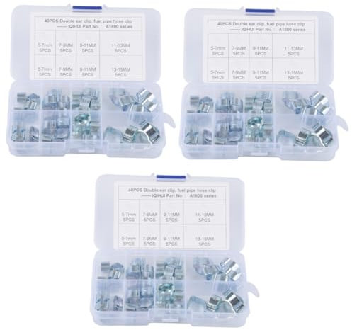 Housoutil 120 Piezas 5 Abrazadera De Manguera De Crimpado Clips De Oreja Doble Chapados En Zinc Tubo De Oreja De Acero Inoxidable Tubo Flexible Galvanizado Pinza Para La Oreja