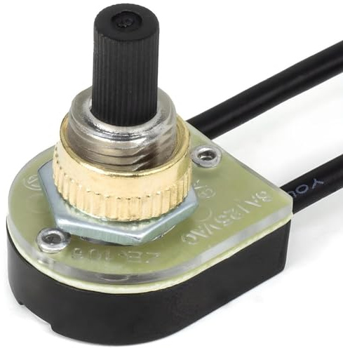 Rotary Lamp Switch ON-Off Repair Kit Replacement Compatible with Zing Ear ZE-106B 2 Wire 3A250VAC 6A125VAC Light Controller for Table Lamps, Floor Torchiere Pole Lamps and Canopy Lights