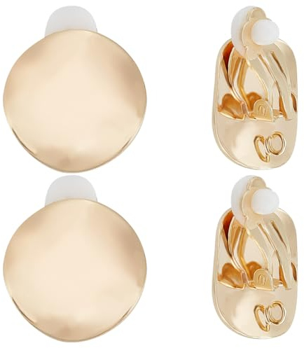 Beebeecraft 10 Stück Clip-On-Ohrringzubehör 18K-Vergoldetes Messing Gedreht Flach Rund Clip-On-Ohrringzubehör Mit 1.8 mm Vertikalen Schlaufen Für Die DIY-Ohrringherstellung von Schmuck