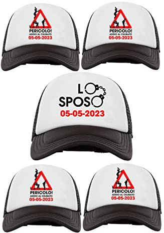 Incidiamo Kit Cappellini Addio al Celibato Personalizzabili con Data Festa o Matrimonio Lo Sposo Pericolo Addio al Celibato Frase Divertente Bachelor Party