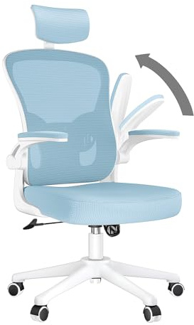 naspaluro Ergonomischer Bürostuhl mit Atmungsaktiver Netzbespannung, Schreibtischstuhl mit Verstellbarer Armlehnen,Kopfstütze,Lordosenstütze,Rückenlehne,Höhenverstellung, 360° Drehstuhl, Blau