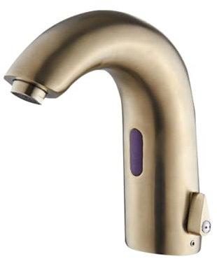 XJTNLB Robinet Infrarouge Lave Main Mitigeur Monocommande Bain Robinet Automatique Infrarouge Robinets de Lavabo pour Salle de Bain en Laiton,Or Brossé