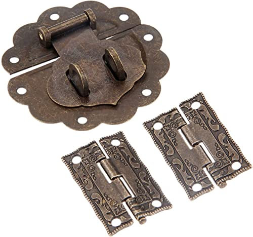 Antike Scharniere, Bronze, dekorativ, Holzkistenscharnier, Möbelbeschläge-Set, Knebelverschluss, Haspe, Schnallenverschluss, dekoratives chinesisches altes Vorhängeschloss for Schmuck, Holzkiste, 58 m