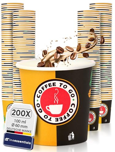 Inoverse 500 stück Pappbecher, Einweg Coffee to Go Becher - 100ml, Kaffee to go Becher Pappe, 4oz Trinkbecher für Tee, Einwegbecher, Espressobecher, Papierbecher, Kaffeebecher to go, Kaffeetassen