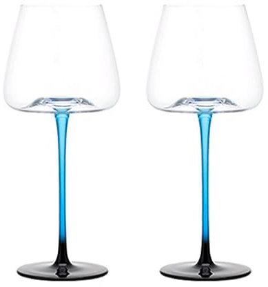 ZXCMY Squisito Bicchieri da Vino in Cristallo Bicchieri da Vino Rosso a Stelo Lungo Blu Bicchieri da Champagne 520 ml / 17,6 Once Utile