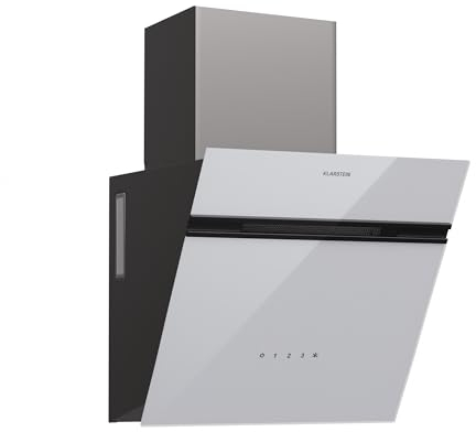 Klarstein Alina Hotte Aspirante - 570 m³/h, Hotte Décorative, LED, Classe A, 54 dB, 3 Vitesses, Recirculation & Évacuation, 230 W, 39,8 x 114 x 37,6 cm, Blanche