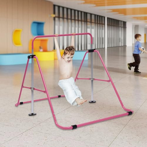 Turnreck, Kinder Turnreck Gymnastik Reck, Garten Reck Reckanlage Turnstangen Horizontale Training Bar, Zusammenklappbare Höhenverstellbar Turnstangen, Gymnastikstange zu Indoor Outdoor Hause Garten
