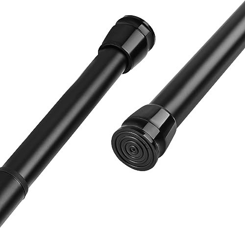 Extendable Curtain Poles 150-260cm Shower Curtain Rods Tension Rods for Curtains Shower Curtain Rails NO Drill for Shower Curtain, Windows, Door Curtain, Bathroom and Wardrobe, Black