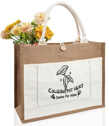 Szhhrxi Personalisierte Jutetasche - Geschenk für Kollegin, Aesthetic Jute Tragetasche, Einkaufstasche für Abschiedsgeschenk