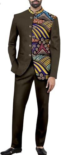 Conjunto De Dos Piezas Traje Formal Dashiki Africano para Hombre Camisa Y Pantalón Trajes Ropa Tradicional para La Noche De Bodas Ropa Étnica Atuendo Formal De Fiesta(3,XXL)