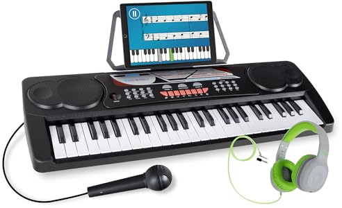 McGrey BK-4910BK Keyboard mit Mikrofon & Kinderkopfhörer Set, 16 Sounds | Einsteiger-Keyboard mit 49 Tasten, 10 Rhythmen, 8 Percussion-Sounds, 6 Demo Songs, 8-stufige Lautstärkeeinstellung, 5 kg