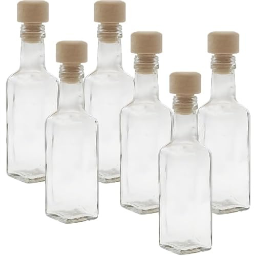 COSE DA CASA 6 Bottiglie in vetro 100 ml con tappo per liquori limoncello decorazioni decoupage bomboniera bottigline olio sali minerali collezione