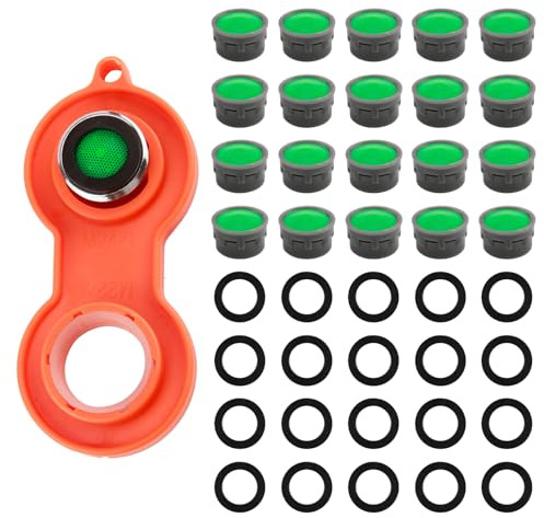 41 Stück Strahlregler Wasserhahn Set, Wasserhahnfilter Wasserhahnbegrenzer Badzubehör Filtereinsätze, Wasserhahn-Ersatzteile, gelten für Bad Küche (20 Belüfter 20 Abstandshalter 1 Schraubenschlüssel)