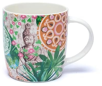 Generico Tasse à Thé Mandala Bouddha Paradiso Mug Porcelaine Fine Infuseur Inox Cup