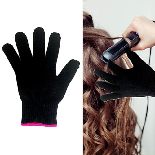 Luxiremi 2 professionella värmebeständiga handskar för hårstyling, värmeblockering för curling, curlingvägg och platt järn, lämpliga för höger och vänster hand